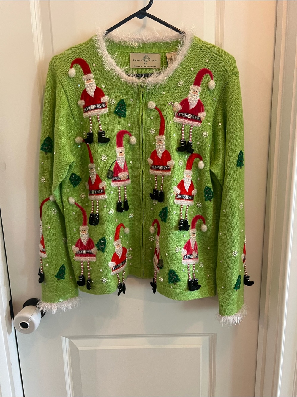 Design Options Philip & Jane Gordon Santas Sz L Christmas Holiday Sweater Cardi